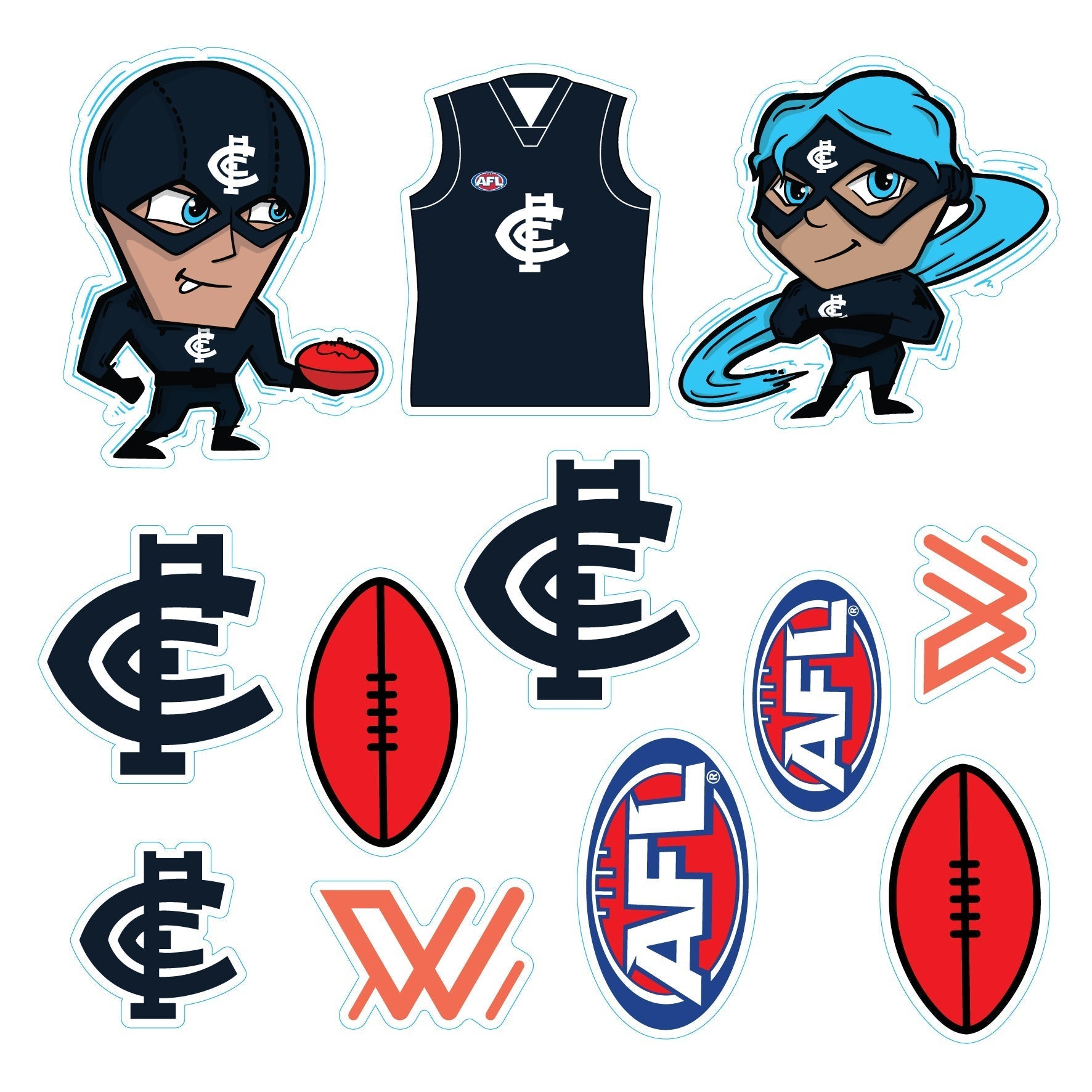(20-PACK) AFL Licensed Individual Team Sticker Sheets - Choose Your Team!