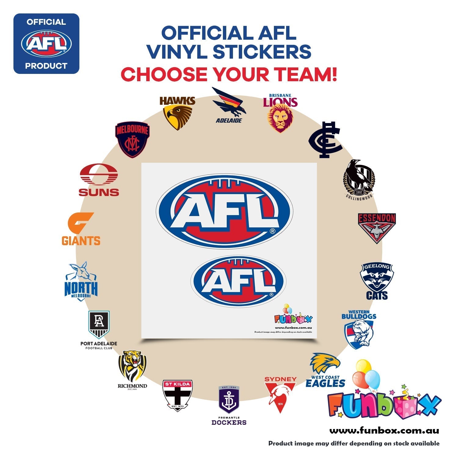 (20-PACK) AFL Licensed Team Logo Vinyl Stickers - Choose Your Team!