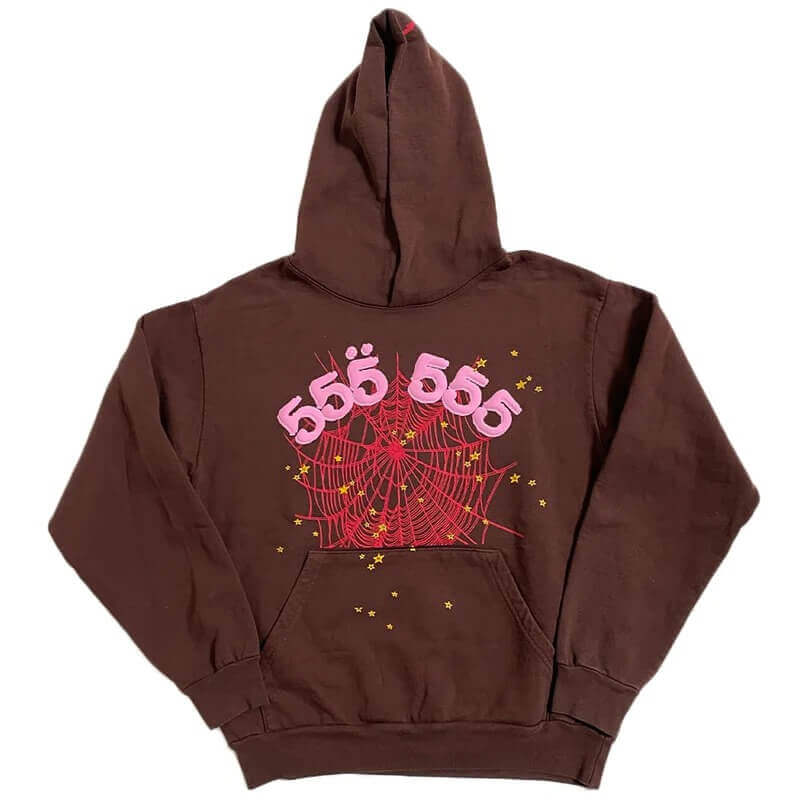 sp5der 555 555 Printed Brown Hoodie
