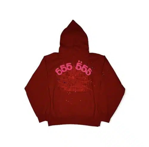 Sp5der 555 555 Worldwide Maroon Hoodie